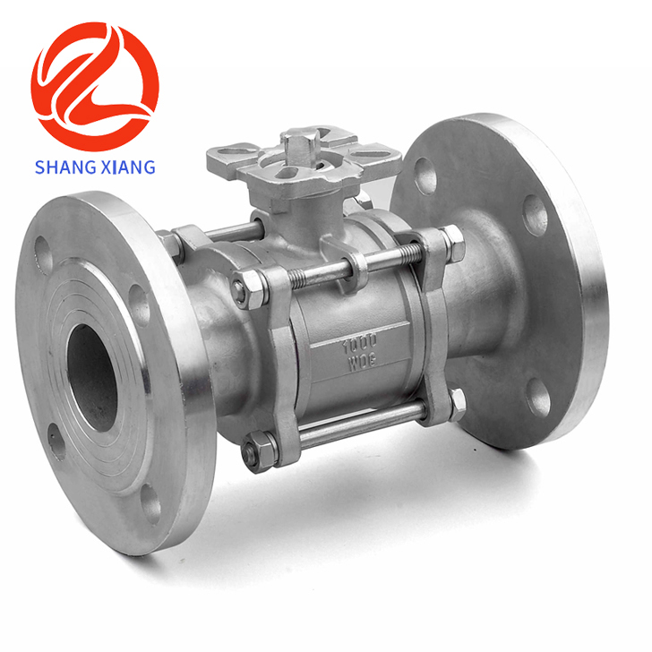 Three piece high platform flanged ball valve